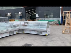 Contador refrigerado de exhibición de servicio con puerta de vidrio curvada delantera elevable