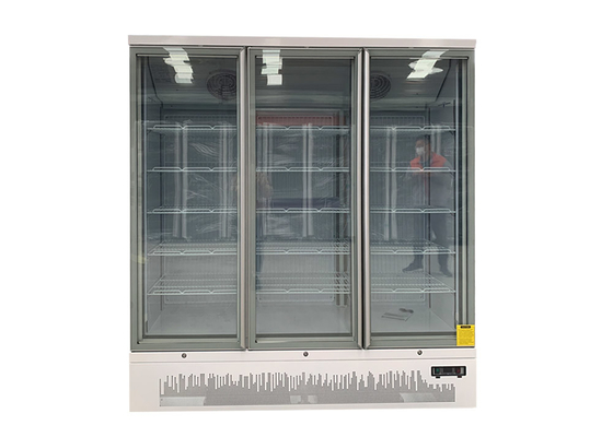 White Self Contained Three Glass Door Merchandiser Freezer Low Noise