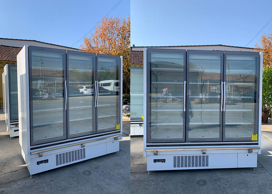 R404a Self Contained Multiplexed Glass Door Merchandiser Freezers Air Cooling