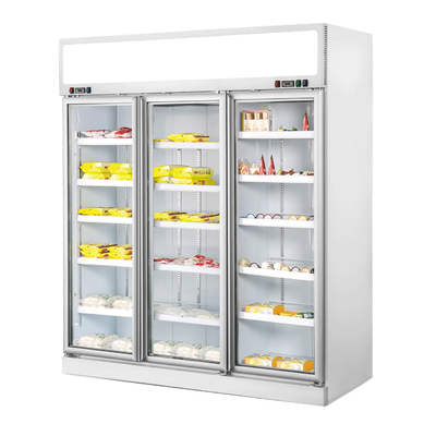 Congelador comercial vertical con la puerta de cristal esmaltada triple Frameless