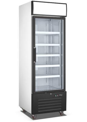 Fan que refresca el congelador de cristal vertical de la puerta con las luces LED verticales internas