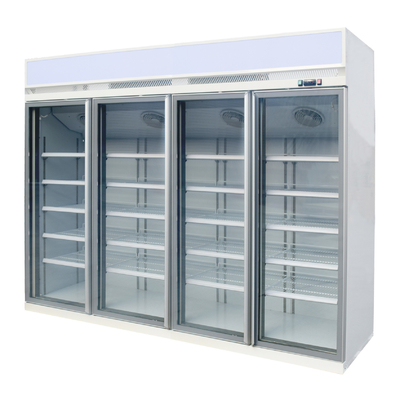 Refrigerador de cristal de enfriamiento de la exhibición de la puerta de la fan con las luces LED verticales internas