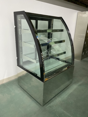 Refrigerador conveniente de la exhibición de la panadería de la tienda con los estantes de cristal triples