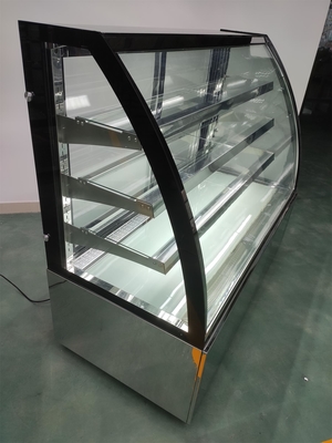 Refrigerador de Front Curved Cake Display Cabinet con el vidrio moderado
