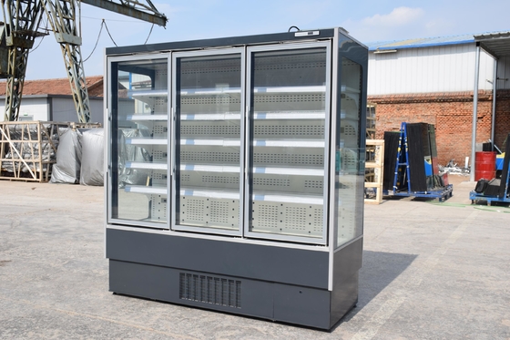 Gabinete de cristal de acero inoxidable comercial R404a del congelador de la puerta de Multideck