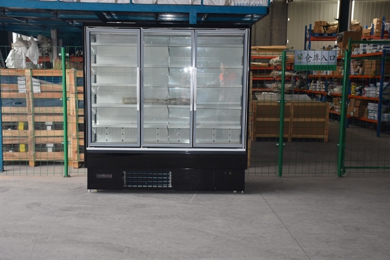 Refrigerador de cristal esmaltado doble triple del supermercado con Endpanel transparente