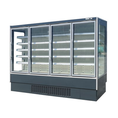 Refrigerador de cristal de la lechería de cuatro puertas de la niebla anti para el supermercado