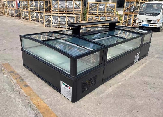 Congelador de isla con parte superior de vidrio deslizante curvo Descongelación automática 1050 litros