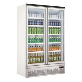 Las puertas de cristal dobles de la bebida muestran el refrigerador con los estantes 5PCS