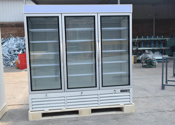 2040 litros tres congeladores de cristal de la expendidora automática de la puerta del oscilación con el sistema de refrigeración montado inferior R290