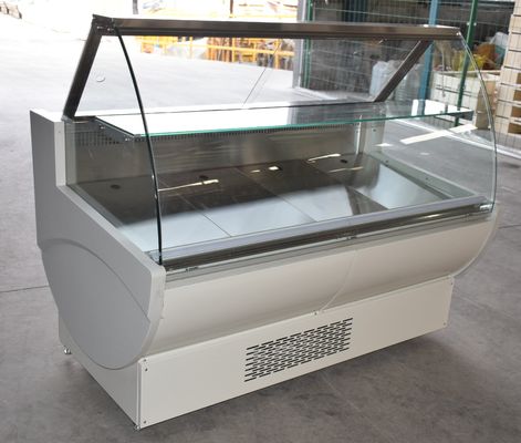 La tienda de delicatessen refrigerante R290 exhibe el refrigerador con el compresor de SECOP