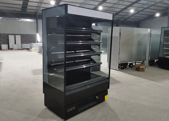 Supermercado que commercializa el escaparate abierto de la fruta del refrigerador de la exhibición
