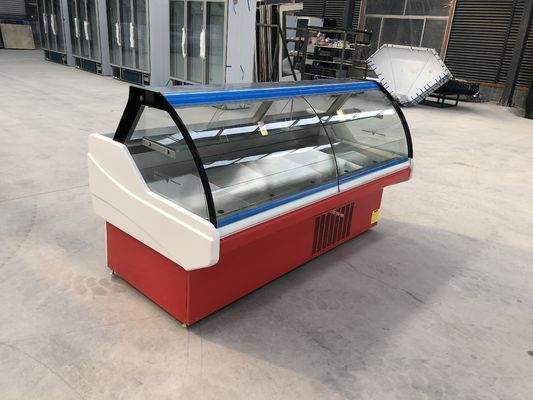 El IEC curvó la placa interna de acero inoxidable de cristal de Front Butcher Display Counter With