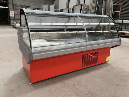 Servicio de la comida de Vitrinas del certificado del SEC sobre el refrigerador contrario de la exhibición para la carne fresca