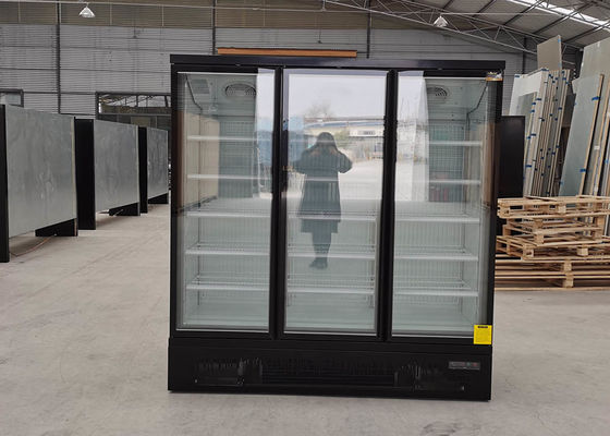 3 congelador vertical comercial de cristal de las puertas 1260L con el compresor de SECOP