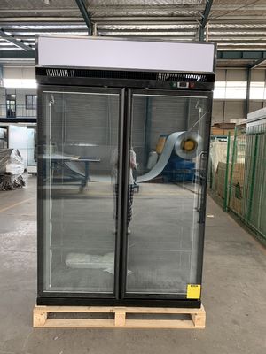 Refrigerador de cristal doble vertical de la puerta de R404a con el vidrio bajo libre de Frost E