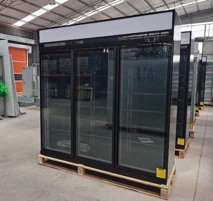R290 refrigerador de cristal de la puerta del montante del supermercado 1260L tres con el LED