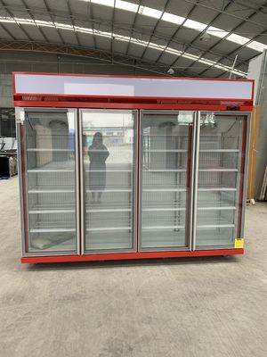 Cuatro refrigerador de cristal rojo de la exhibición de la bebida de la puerta R290 con el compresor de SECOP