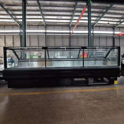 Enfriamiento de cristal recto hidráulico de la fan del escaparate de la refrigeración de la carne R290