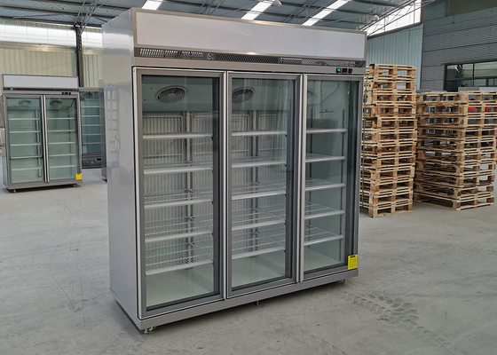 Congelador de refrigerador autónomo de la exhibición R290 con 3 puertas de cristal de la bisagra