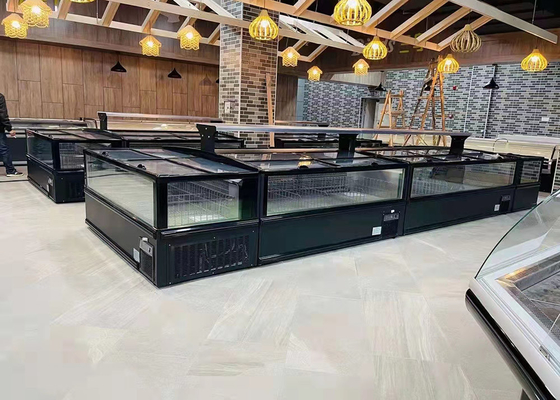 Parásitos atmosféricos combinados de cristal horizontales laterales del congelador de la isla cuatro que refrescan R290