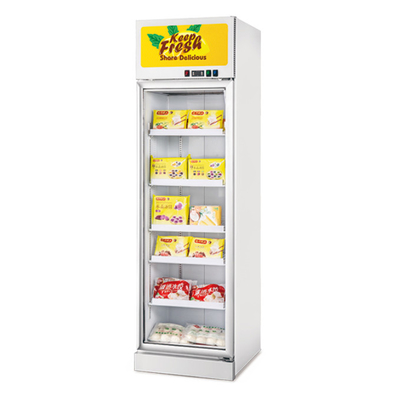 Refrigerador de cristal de la puerta de la venta al por menor de la bebida con la estantería profunda
