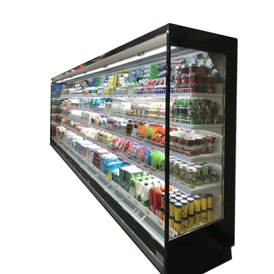 Gabinete refrigerado comercial con los lados de cristal completos y las luces montadas laterales