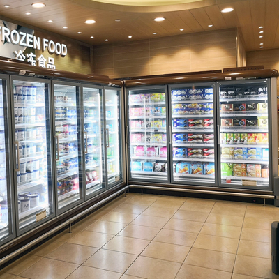 Refrigerador vertical de la exhibición del supermercado con dos puertas