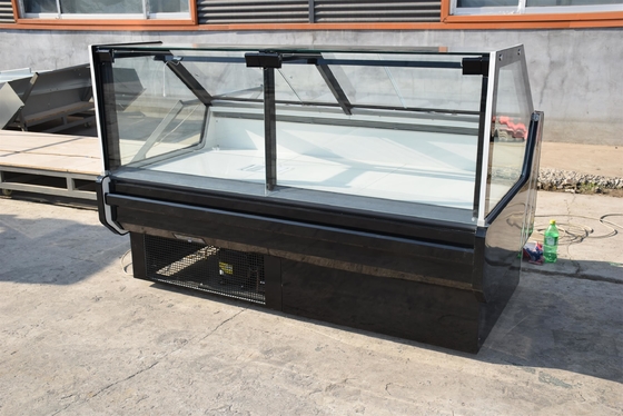 El refrigerador R404a de la exhibición de la carne fresca de los pescados refrigeró con Endpanel de cristal