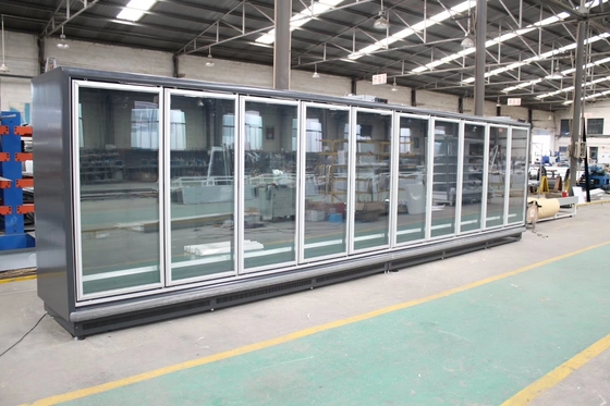 Multideck remoto balancea el congelador de cristal de la exhibición de la puerta con la unidad de condensación remota de Copeland o de Bitzer para las comidas congeladas