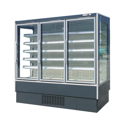 Las luces LED verticales asen y van refrigerador Multideck de la exhibición para la carne