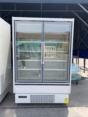 Multideck modificado para requisitos particulares 2 puertas de cristal exhibe el gabinete refrigerado con las puertas de cristal antiniebla esmaltadas triple Frameless