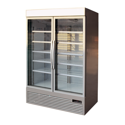 Refrigerador vertical de la barra de la exhibición con 2 puertas de cristal