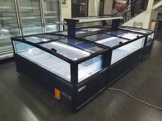 Congelador de enfriamiento estático con el desplazamiento de las puertas de cristal bajas-e para la exhibición de las comidas congeladas del supermercado