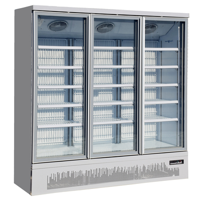 Escaparate refrigerado puerta de cristal comercial con los motores de fan de Ebm